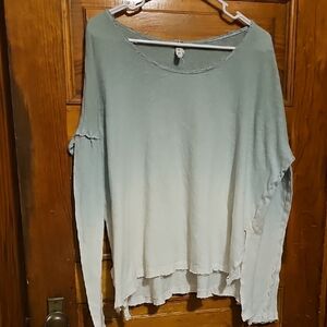 We The Free Green to Cream Ombre Long Sleeve Top